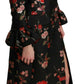 Black Floral Embroidered Jacket Coat