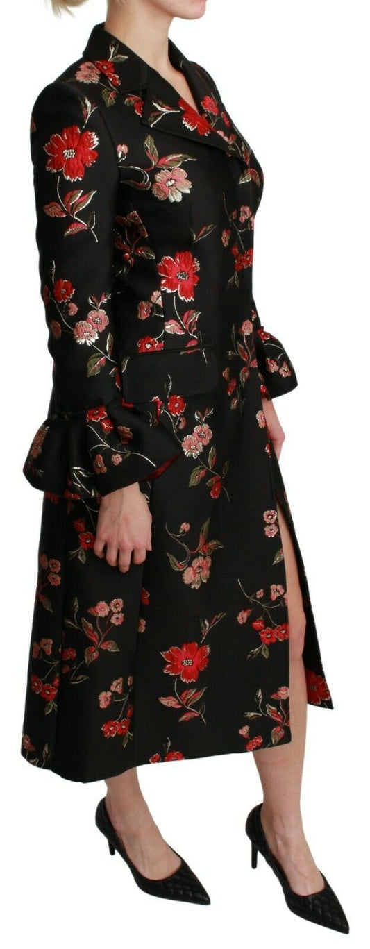 Black Floral Embroidered Jacket Coat