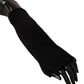 Black Knitted Fingerless Elbow Length Gloves