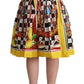 Vibrant Carretto Pleated A-Line Midi Skirt