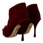 Elegant Bordeaux Velvet Ankle Boots