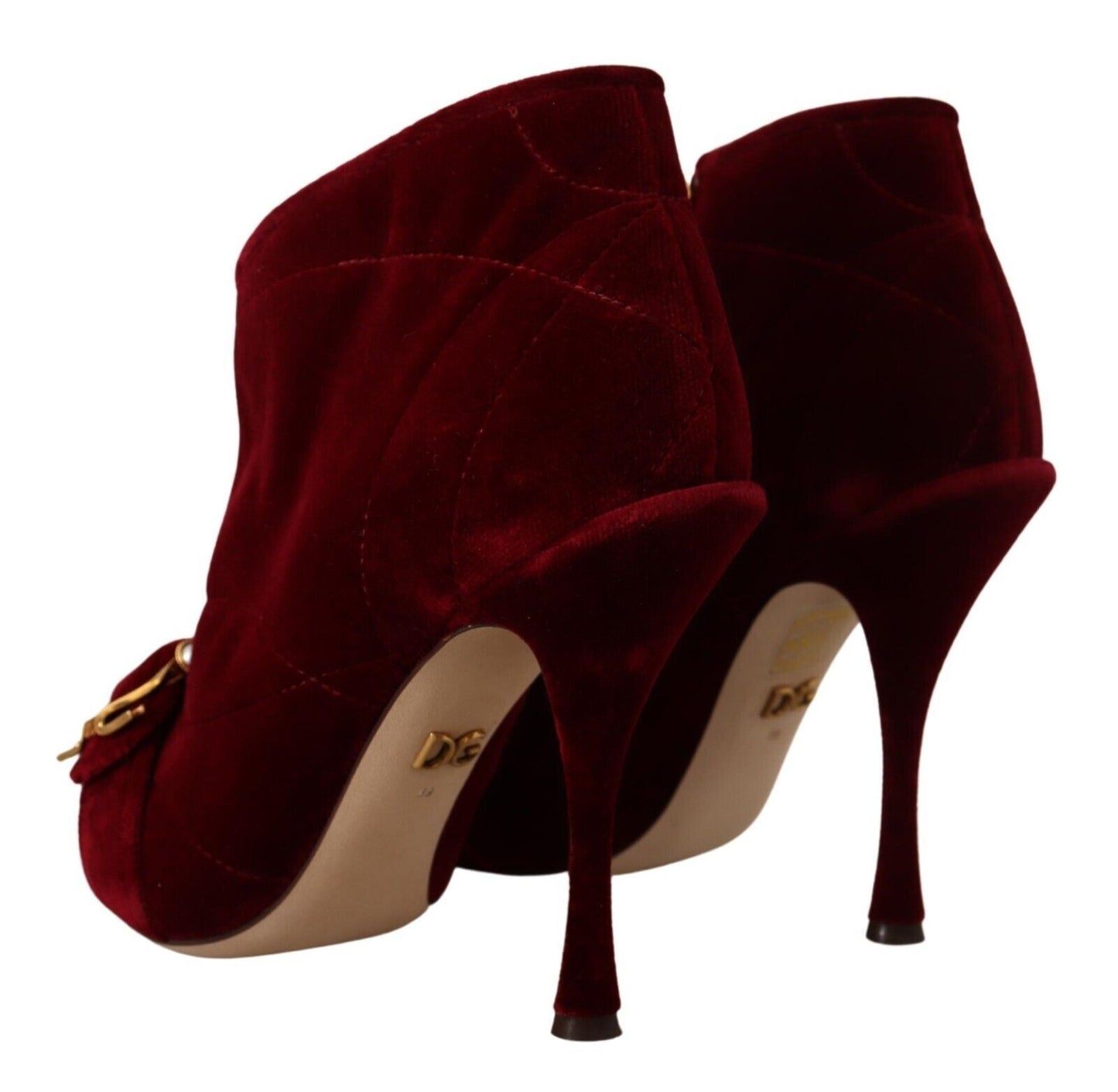 Elegant Bordeaux Velvet Ankle Boots