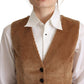 Elegant Sleeveless V-Neck Corduroy Vest