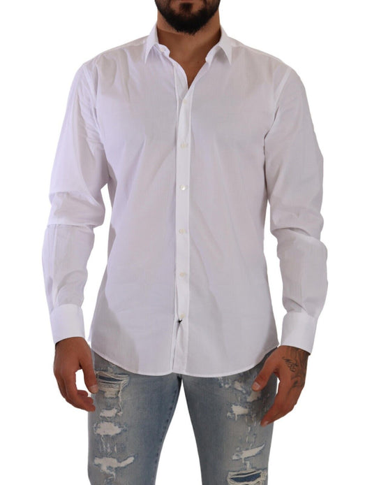 Elegant White Slim Fit Martini Dress Shirt