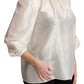 White Silk Neck Scarf Bow Blouse Shirt