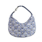Portuna Large Crescent Blue Vintage Denim Fabric Hobo Bag Shoulder Purse