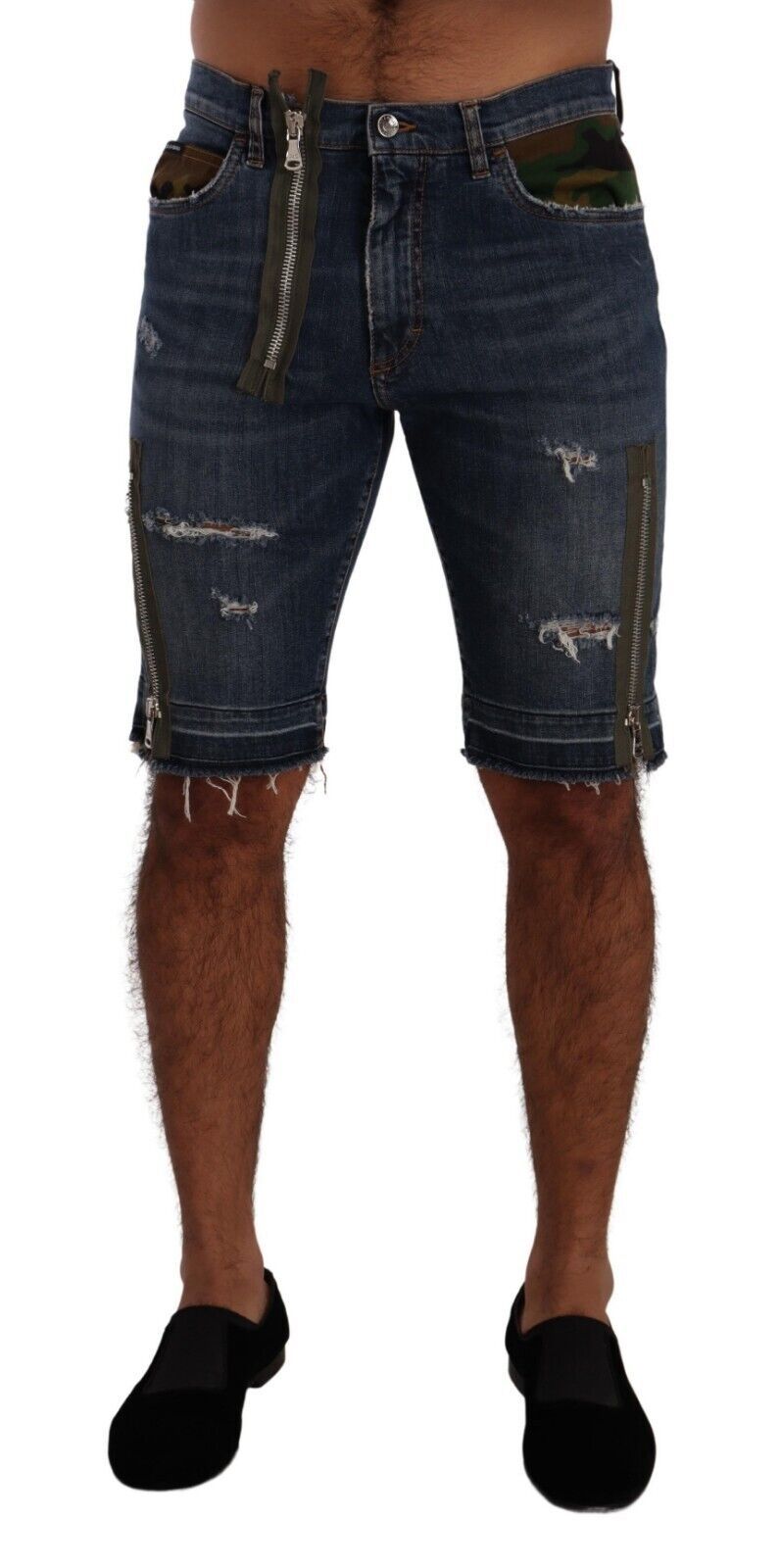 Elegant Dark Blue Denim Shorts for Men