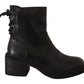 Chic Black Leather Lace-Up Ankle Boots