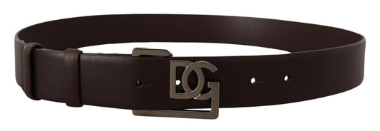 Elegant Black Leather Belt with Silver Buckle