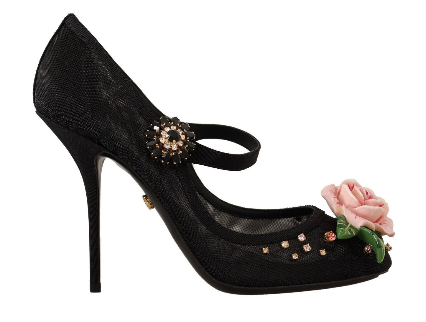 Elegant Floral Crystal Mesh Pumps