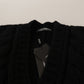Black Wool Cashmere Knit Cardigan Sweater