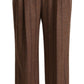 Brown Alpaca Wool High Waist Straight Pants