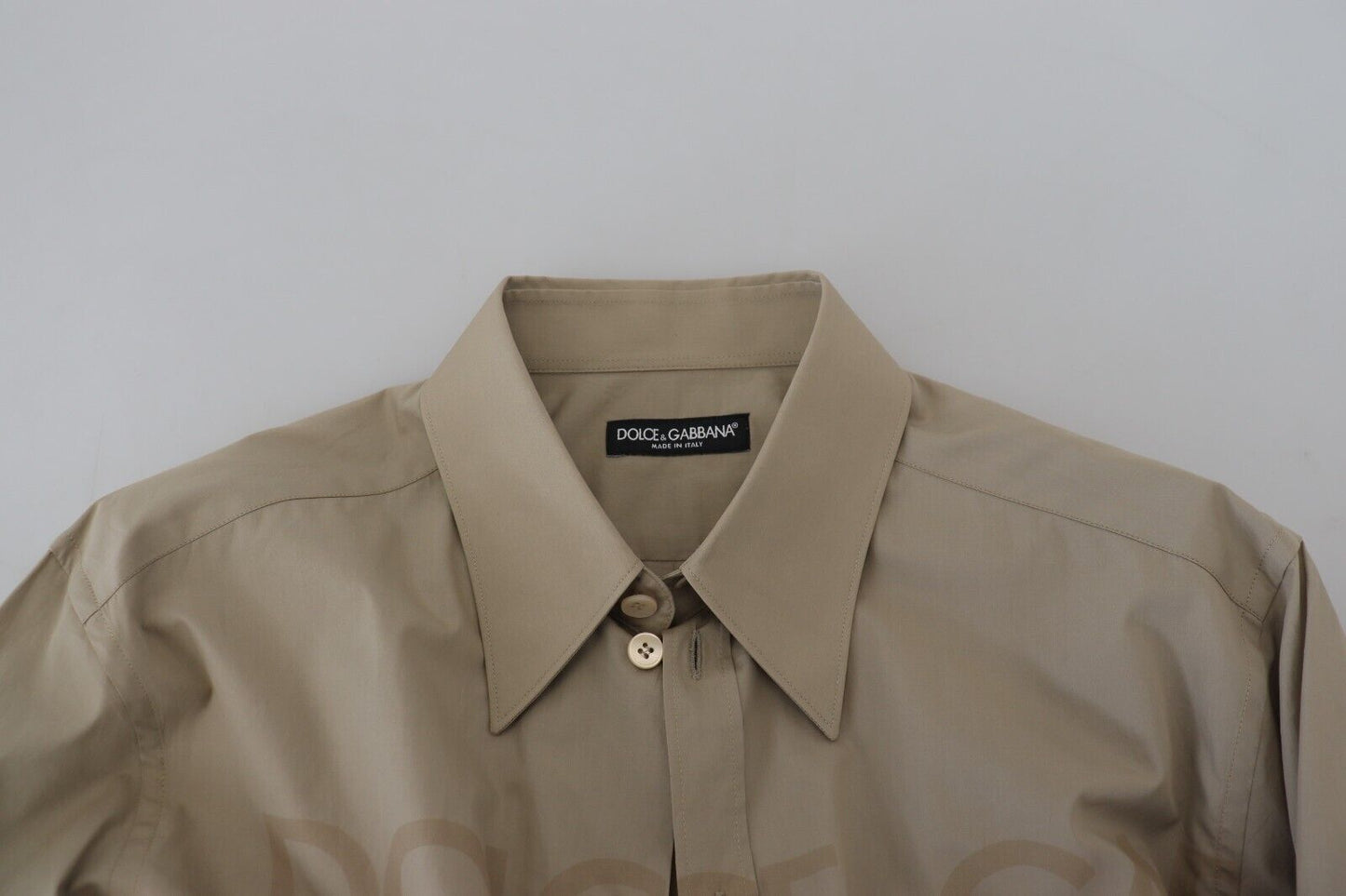 Elegant Beige Cotton Dress Shirt