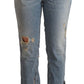 Light Blue Distressed Mid Waist Cropped Denim Jeans