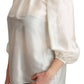 White Silk Neck Scarf Bow Blouse Shirt