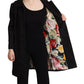 Black Brocade Polyester Long Sleeves Jacket
