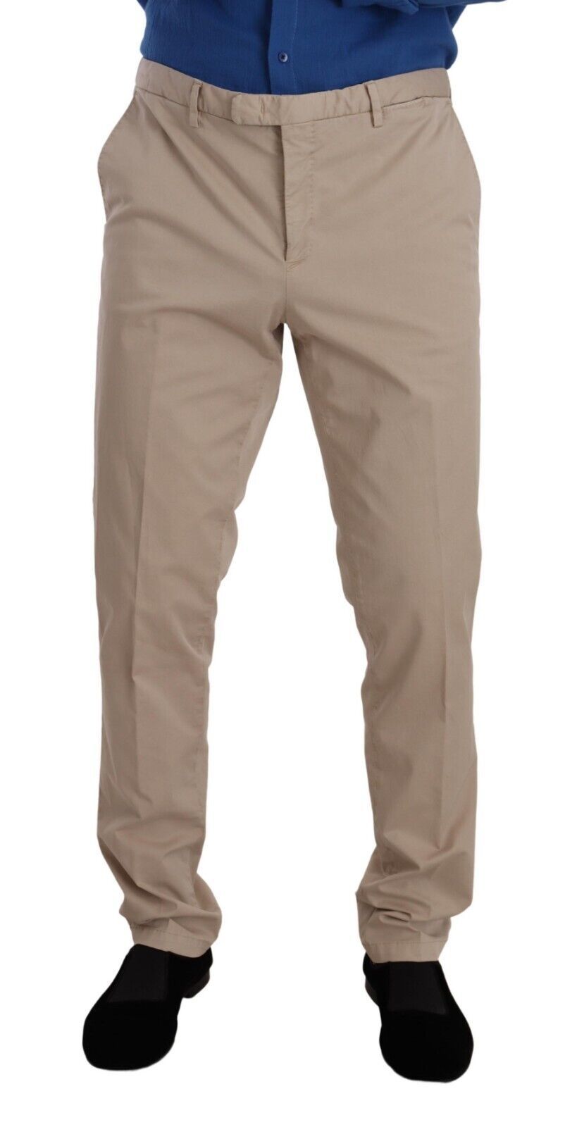 Elegant Beige Cotton Blend Dress Pants