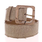 Elegant Beige Leather-Linen Blend Belt