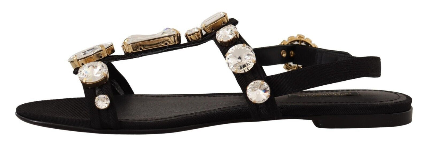 Elegant Crystal Embellished Leather Sandals