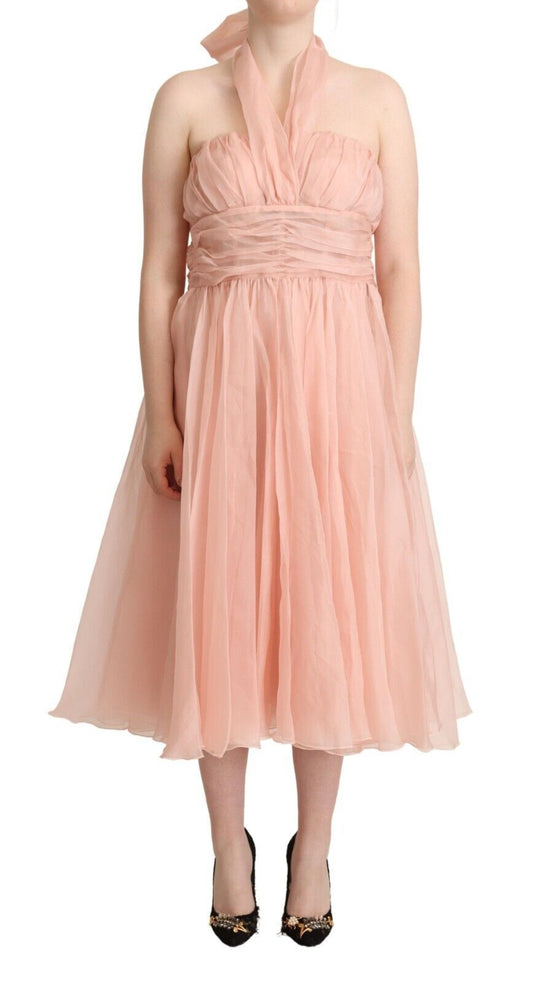 Elegant Silk Chiffon A-Line Midi Dress