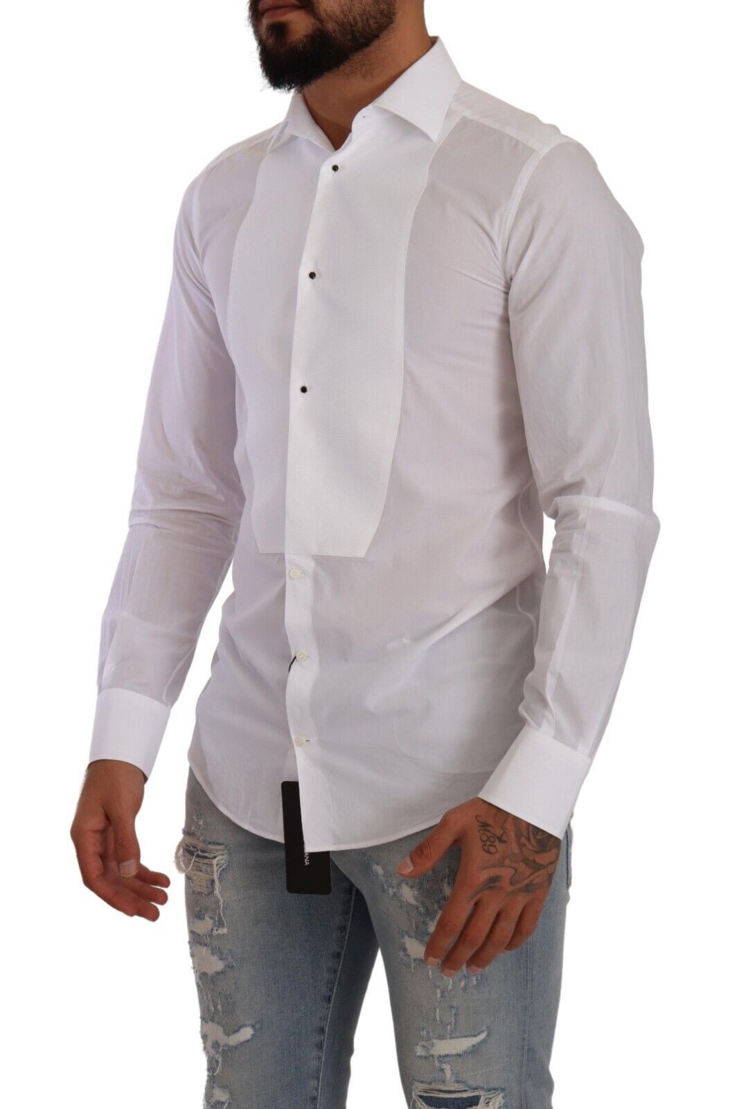 Elegant White Slim Fit Tuxedo Shirt