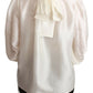 White Silk Neck Scarf Bow Blouse Shirt