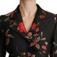 Black Floral Embroidered Jacket Coat