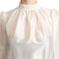 White Silk Neck Scarf Bow Blouse Shirt