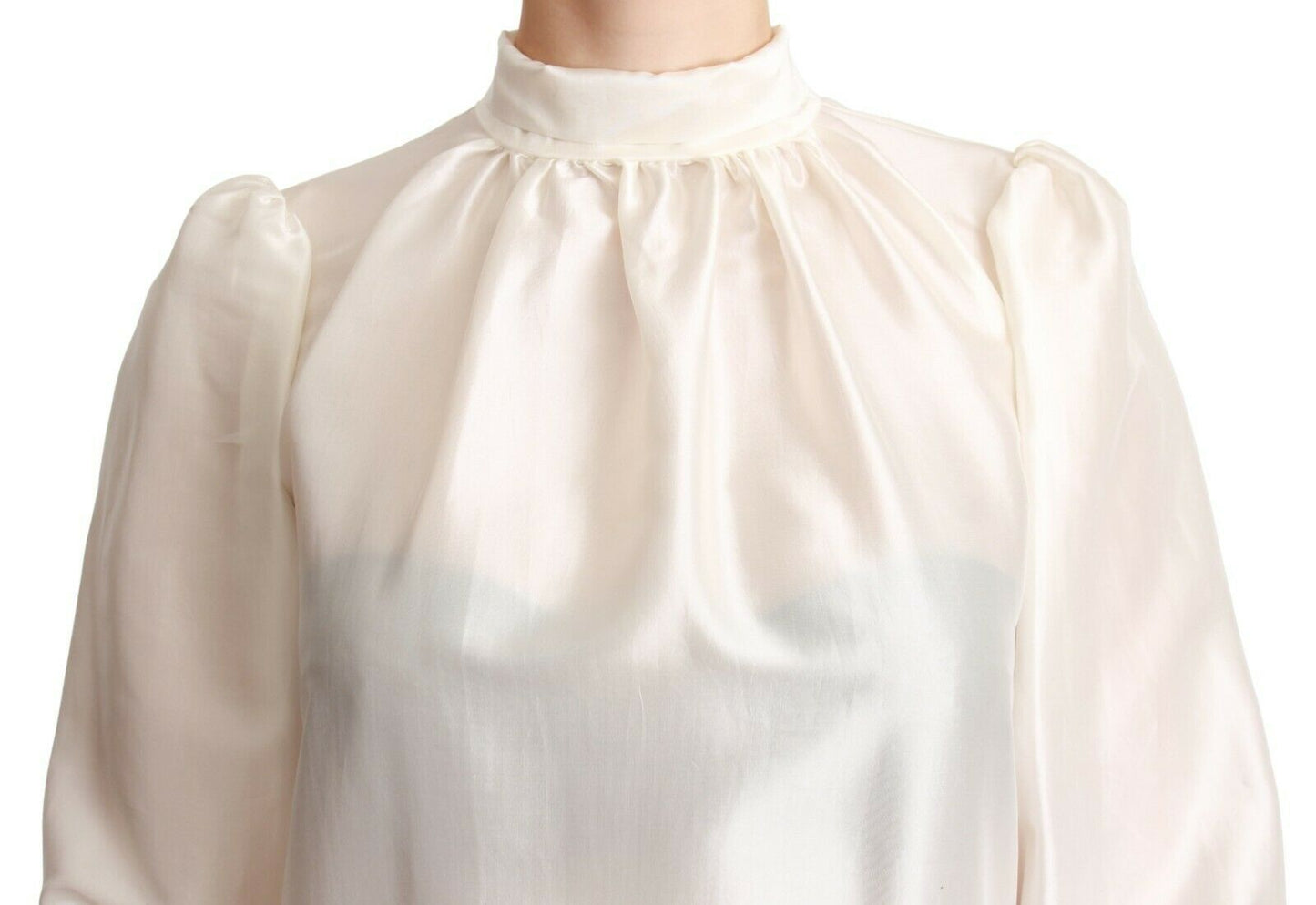 White Silk Neck Scarf Bow Blouse Shirt