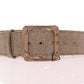 Elegant Beige Leather-Linen Blend Belt