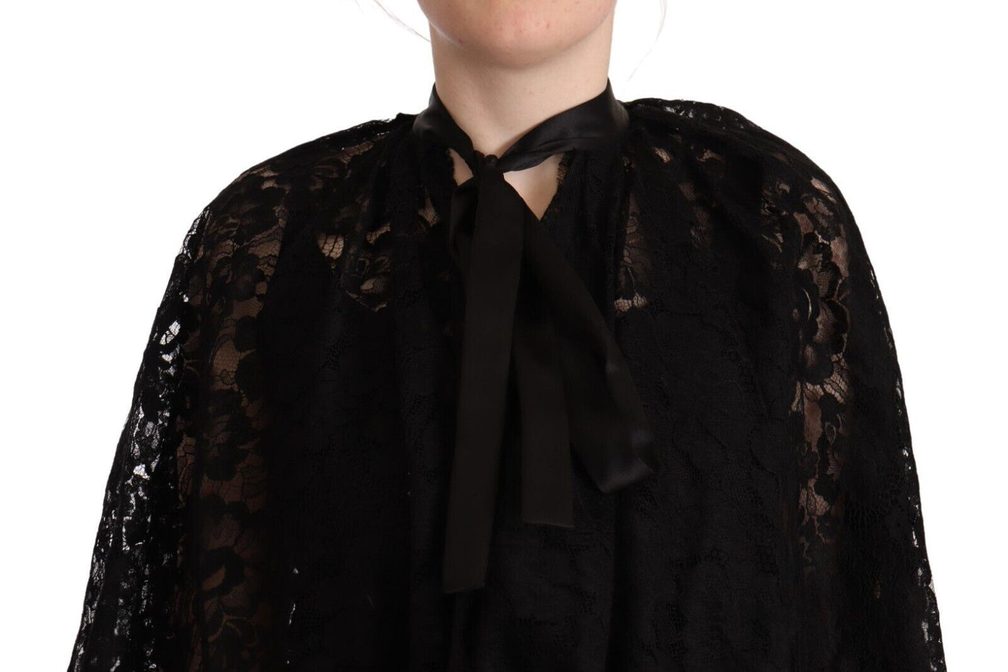 Black Floral Lace Shoulder Wrap Sweater