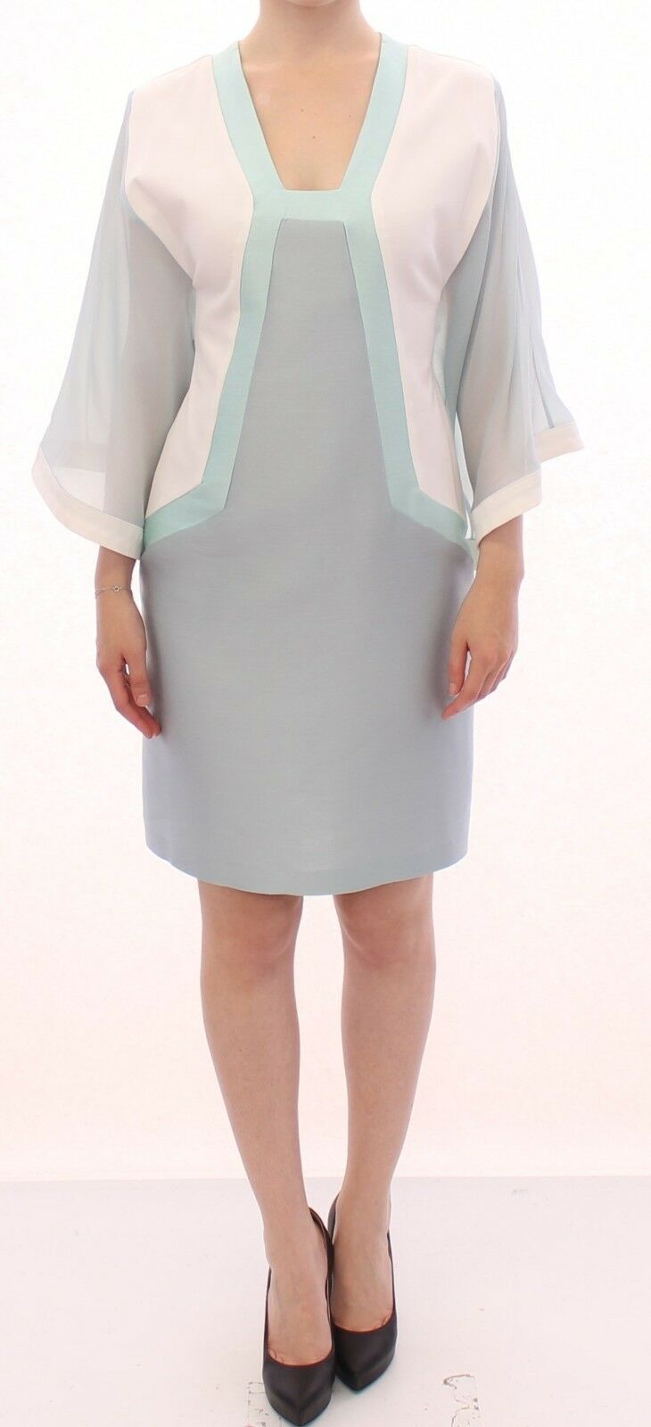 Elegant Turquoise Silk Sheath Dress