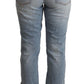 Light Blue Distressed Mid Waist Cropped Denim Jeans
