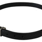 Black Leather Silver Tone Metal Buckle Men Belt