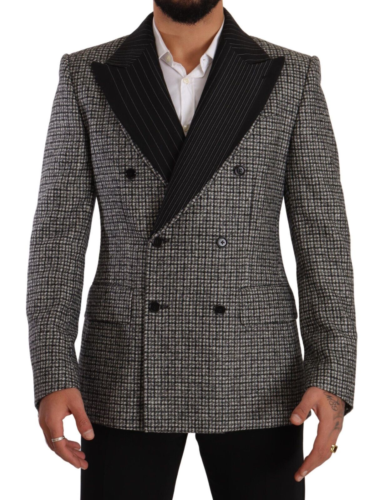 Gray Wool Double Breasted Jacket Coat Blazer