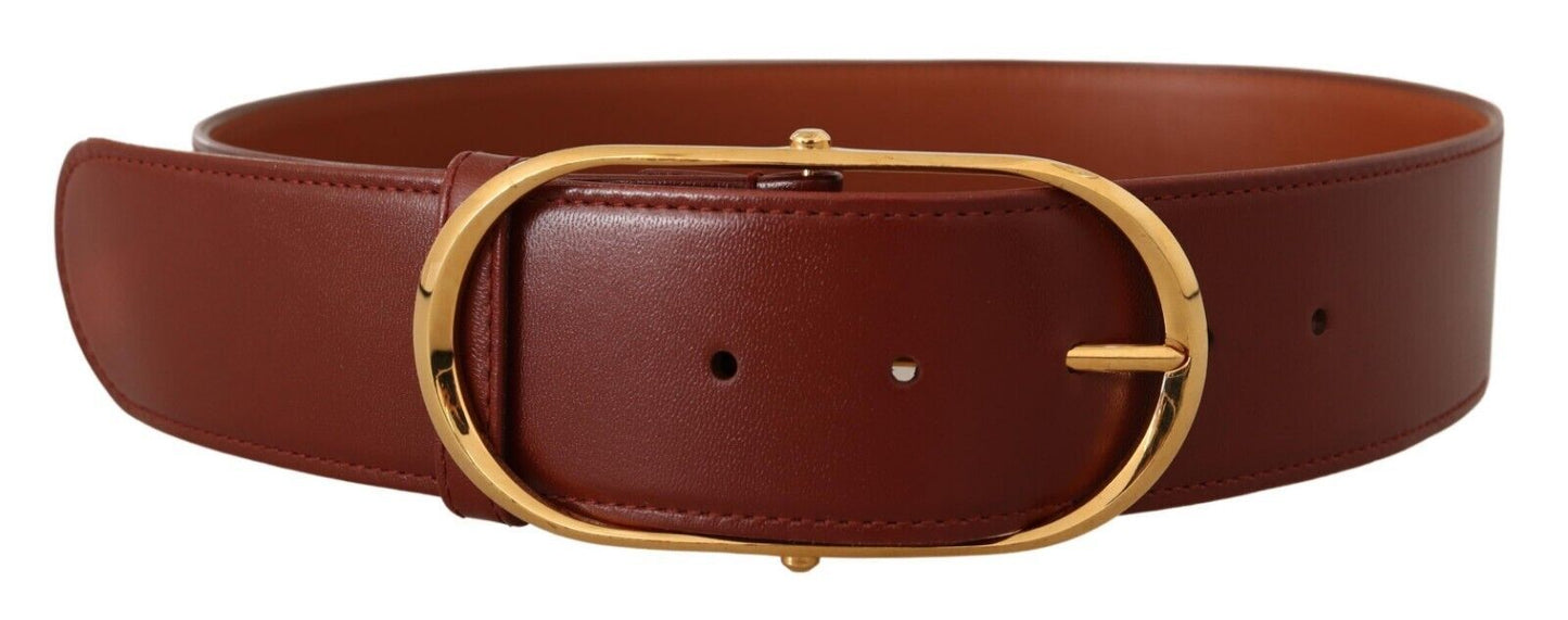 Elegant Leather Belt with Gold Buckle