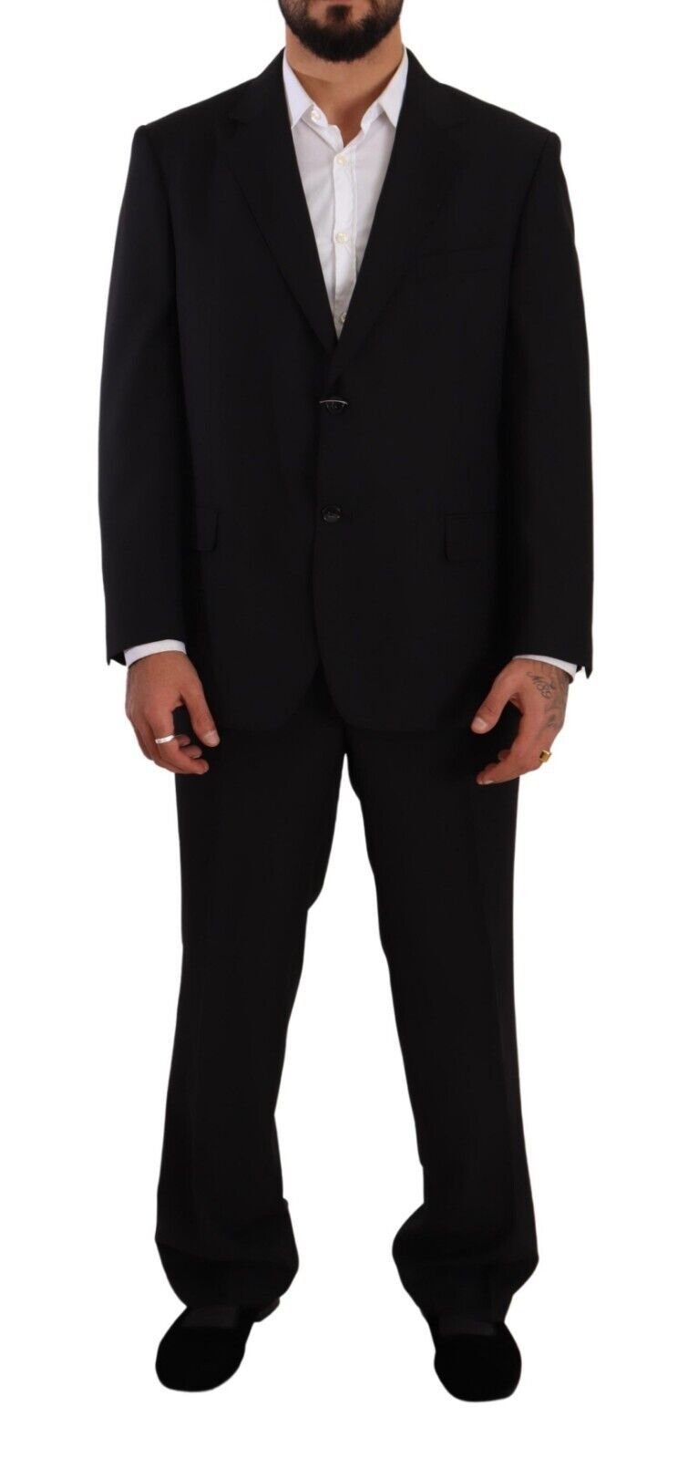 Elegant Black Two-Piece Suit with Deconstructed Blazer