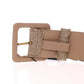 Elegant Beige Leather-Linen Blend Belt