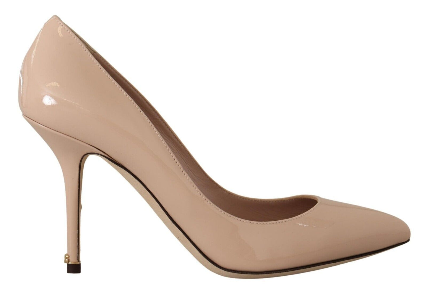 Beige Patent Leather Heels Elegance