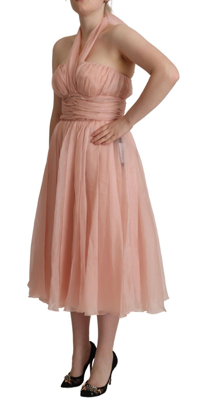 Elegant Silk Chiffon A-Line Midi Dress