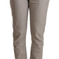 Light Gray Linen Blend Mid Waist Tapered Pants