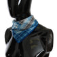 Blue Stripe Floral Printed Bandana Cotton Square Scarf