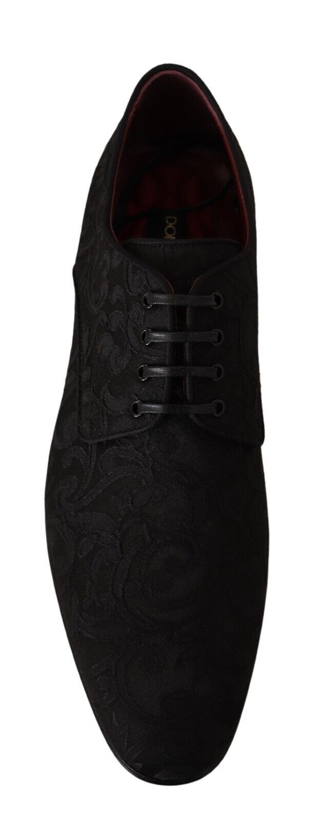 Black Floral Brocade Derby Lace-Up Shoes