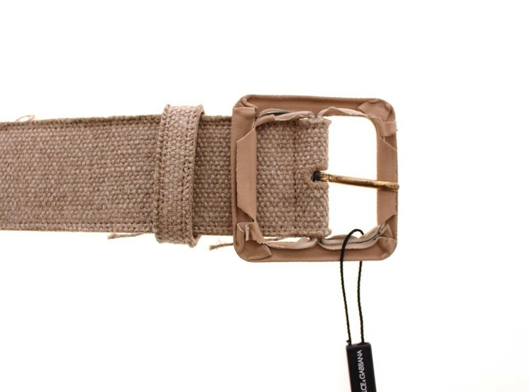 Elegant Beige Leather-Linen Blend Belt