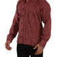 Elegant Red Cotton Button-Down Shirt