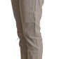 Light Gray Linen Blend Mid Waist Tapered Pants