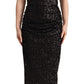 Black Sequined Off Shoulder Gown Sheath Dress