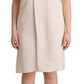 Beige Sleeveless Round Neck Knee Length Shift Dress