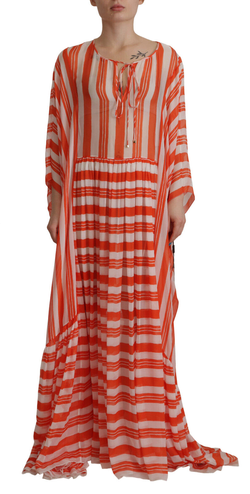 Elegant Striped Silk Maxi Dress