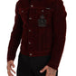 Elegant Burgundy Biker Velvet Jacket